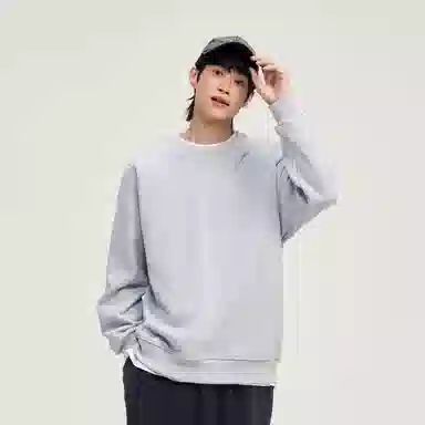 物质公式 美式街头纯色基础款打底衫宽松圆领垂感重磅螺纹休闲百搭长袖卫衣 男女同款