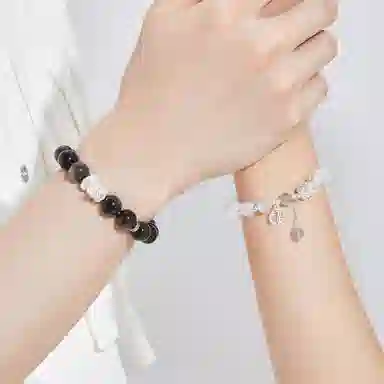 老凤祥 百福貔貅 国潮新中式复古高级感轻奢大牌小众简约 礼盒 玻璃猫眼 手链 男女同款情侣款