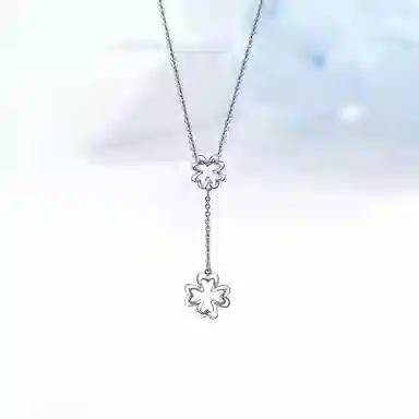 迎百宝 幸运四叶草 好运修饰颈部线条气质百搭约会告白 招财转运 流苏镂空设计感锁骨链 项链 男女同款情侣款