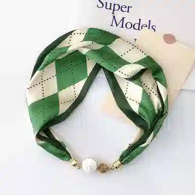 优幽兰 韩版高级感珍珠磁扣优雅领巾小众设计感精致时尚百搭简约个性气质轻奢清新淡雅薄复古 丝巾 女款