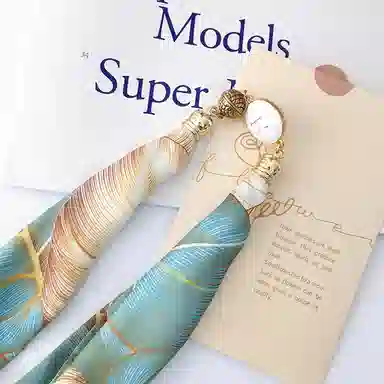 优幽兰 韩版高级感珍珠磁扣优雅领巾小众设计感精致时尚百搭简约个性气质轻奢清新淡雅薄复古 丝巾 女款