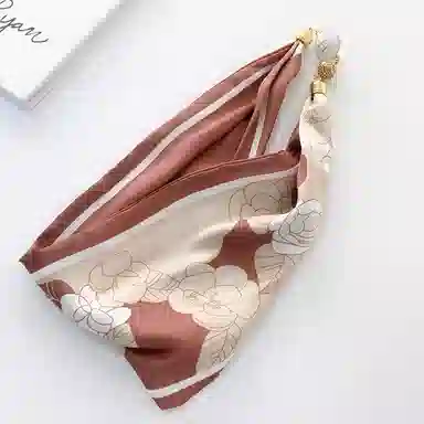 优幽兰 韩版高级感珍珠磁扣优雅领巾小众设计感精致时尚百搭简约个性气质轻奢清新淡雅薄复古 丝巾 女款