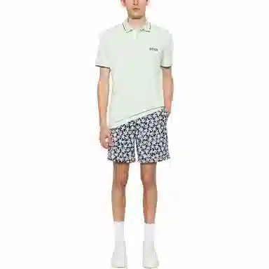 HUGO BOSS Cotton-Blend Polo Shirt With Contrast Logos Polo