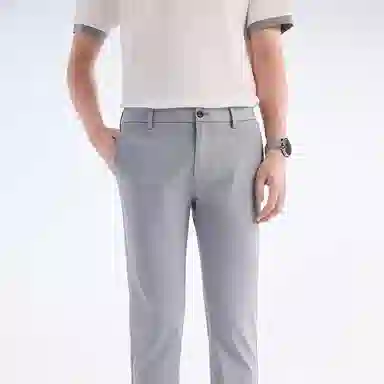 九牧王男裤专家 宽松纯色直筒休闲裤 男款