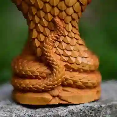 仙作美 蛇年吉祥物蛇护佛陀大日如来木雕家居客厅禅意装饰 崖柏 木作摆件 男女同款情侣款