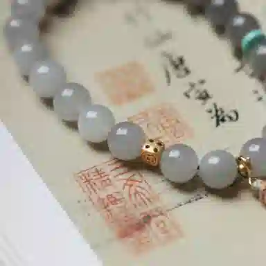 天台山 【天台山官方已祝福加持】天台山晨雾轻纱新中式国风百搭小众好运转运 和田玉手串 烟紫 男女同款情侣款
