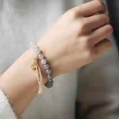 天台山 【天台山官方已祝福加持】天台山晨雾轻纱新中式国风百搭小众好运转运 和田玉手串 烟紫 男女同款情侣款