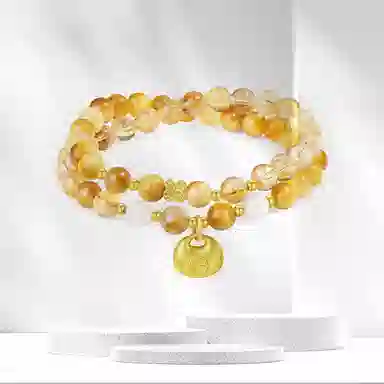 星珍思 招财小霸王新中式时来运转小胖福双层叠戴转运珠手饰  能量磁场#好运 水晶 手串 女款