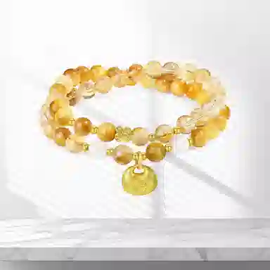 星珍思 招财小霸王新中式时来运转小胖福双层叠戴转运珠手饰  能量磁场#好运 水晶 手串 女款