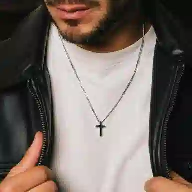 IDEAGEMER Silver Cross Pendant Necklace