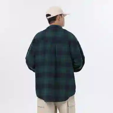 大卫贝肯 美式高街简约基础款复古格子休闲宽松舒适亲肤翻领长袖衬衫 男女同款