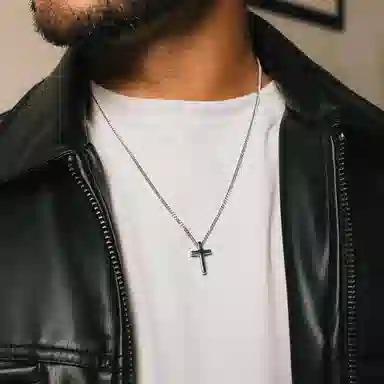 IDEAGEMER Silver Cross Pendant Necklace