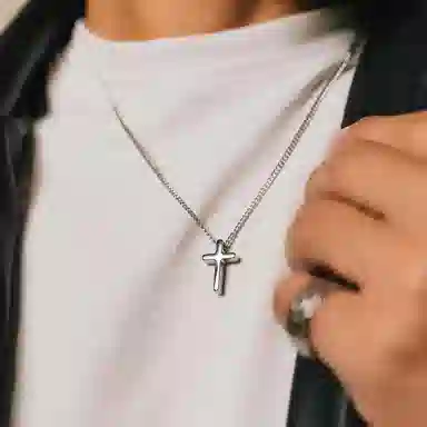 IDEAGEMER Silver Cross Pendant Necklace