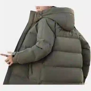 雅鹿 纯色图案连帽加厚长袖羽绒服 男款