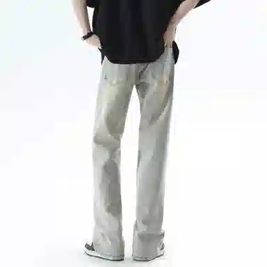 大卫贝肯 美式复古水洗休闲简约高街宽松舒适亲肤直筒牛仔裤 男女同款