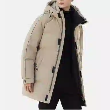 雅鹿 纯色图案连帽加厚长袖羽绒服 男款