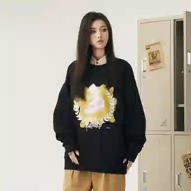 The Simpsons Loose Letter Casual Heavyweight Long Sleeve Sweatshirt