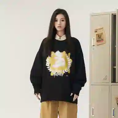 The Simpsons Loose Letter Casual Heavyweight Long Sleeve Sweatshirt