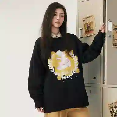 The Simpsons Loose Letter Casual Heavyweight Long Sleeve Sweatshirt
