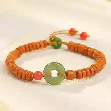 木盛缘 款木饰平安扣佛珠念珠文玩 橄榄核 手串 女款