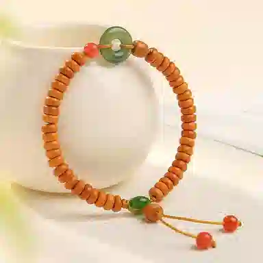 木盛缘 款木饰平安扣佛珠念珠文玩 橄榄核 手串 女款