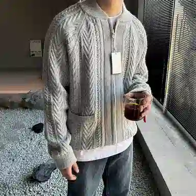 我是大卫 纯色百搭简约舒适时尚针织衫 男女同款 灰色