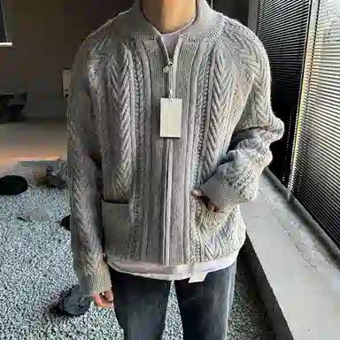 我是大卫 纯色百搭简约舒适时尚针织衫 男女同款 灰色