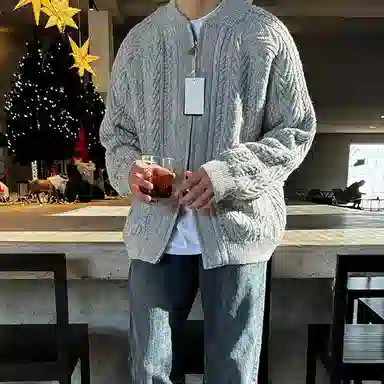 我是大卫 纯色百搭简约舒适时尚针织衫 男女同款 灰色