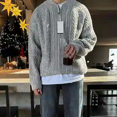 我是大卫 纯色百搭简约舒适时尚针织衫 男女同款 灰色