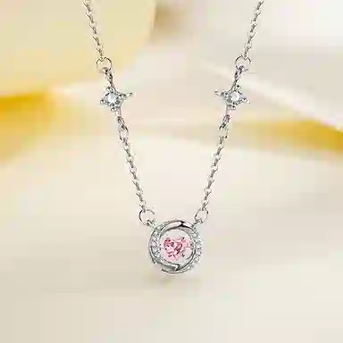 金杰福 莫比乌斯三秒心动爱心灵动星芒锁骨链 锆石 项链 女款