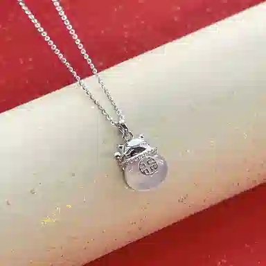 【S925银】 金师傅 招财猫吊坠 招财转运新中式国潮气质甜美可爱清冷感 小众轻奢设计高级#好运 玉髓 玉石项链 女款