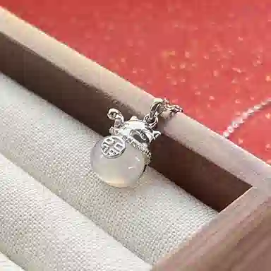 【S925银】 金师傅 招财猫吊坠 招财转运新中式国潮气质甜美可爱清冷感 小众轻奢设计高级#好运 玉髓 玉石项链 女款