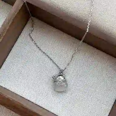 【S925银】 金师傅 招财猫吊坠 招财转运新中式国潮气质甜美可爱清冷感 小众轻奢设计高级#好运 玉髓 玉石项链 女款
