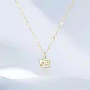 希遇 精致山茶花花朵 法式浪漫简约珍珠 甜妹气质高级感百搭颈饰套装 合金 项链 女款