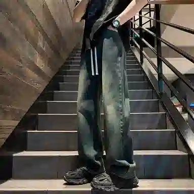 物质公式 美式复古高街水洗做旧废土风高级感窄版设计中腰显高宽松白色通勤垂感直筒牛仔裤 男女同款
