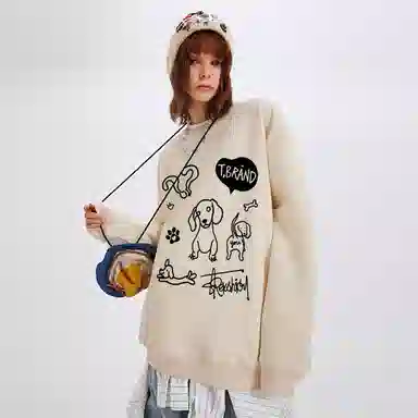 REXSHION Retro Cartoon Dog Logo Sweatshirt