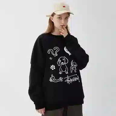 REXSHION Retro Cartoon Dog Logo Sweatshirt