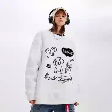 REXSHION Retro Cartoon Dog Logo Sweatshirt