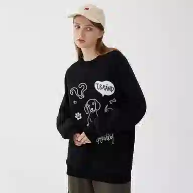 REXSHION Retro Cartoon Dog Logo Sweatshirt