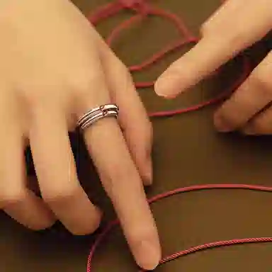 吉珂  原创设计月老红线戒指情侣款戒指一对男女款  心心相印天长地久简约时尚对戒   情侣互送礼物  精美礼盒