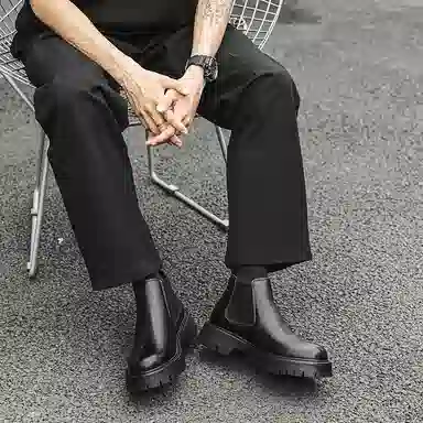 超纤皮 英伦风时尚简约通勤百搭款 短筒 经典切尔西靴 男款