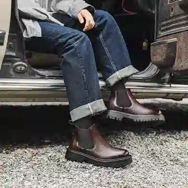 超纤皮 英伦风时尚简约通勤百搭款 短筒 经典切尔西靴 男款