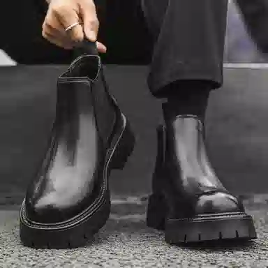 超纤皮 英伦风时尚简约通勤百搭款 短筒 经典切尔西靴 男款