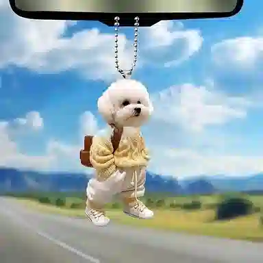 零界 可爱小泰迪狗 小书包创意小狗装饰玩偶公仔 亚克力 挂件 男女同款情侣款