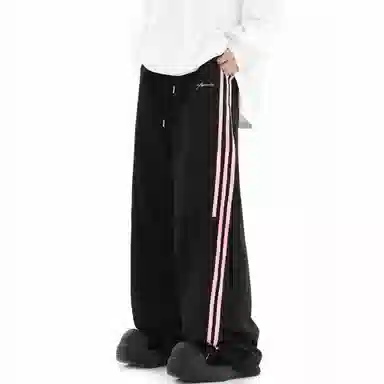 王者荣耀 鲁班七号星空梦想款美式学院风侧边条纹字母复古街头潮流运动宽松阔腿直筒户外简约休闲裤 男女同款