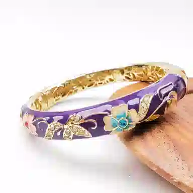 红桥 非遗-繁花似锦-景泰蓝-紫 合金 手镯 女款