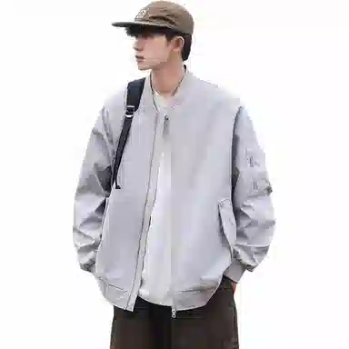 恒源祥 飞行教练拉链防水显高夹克外套 男款 烟灰色