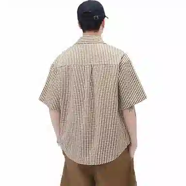 赞仕 条纹显瘦舒适透气易打理短袖衬衫 男款