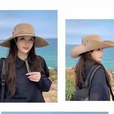 雅鹿 户外登山钓鱼大檐牛仔登山海边旅游防晒防风遮阳全脸保护透气不闷防水百搭 聚酯纤维 渔夫帽 男女同款情侣款