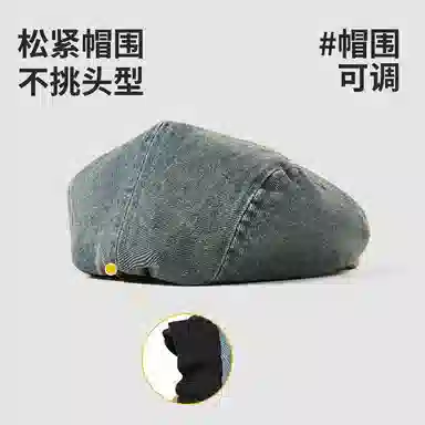 俞兆林 复古前进帽美式复古牛仔蝴蝶结小众设计感显脸小正反两戴四季款报童帽亲肤透气 棉 贝雷帽 女款